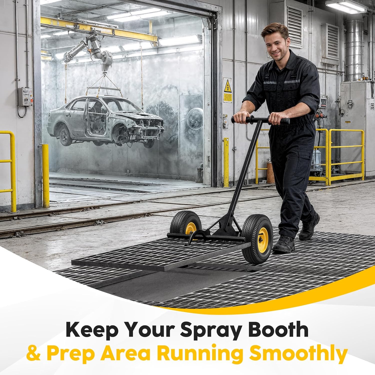Heavy Duty Grate Lifter Trolley for Spray Booths, Grate Removal Tool