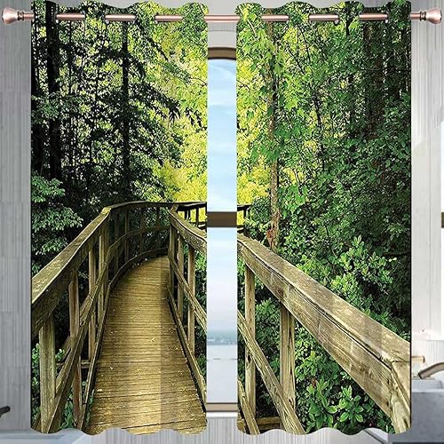 Miniatura 3 de Nature - Cortina de puerta de patio para puerta corredera, 2 paneles, cortinas verdes, cortinas opacas bohemias de 55 pulgadas de ancho x 72