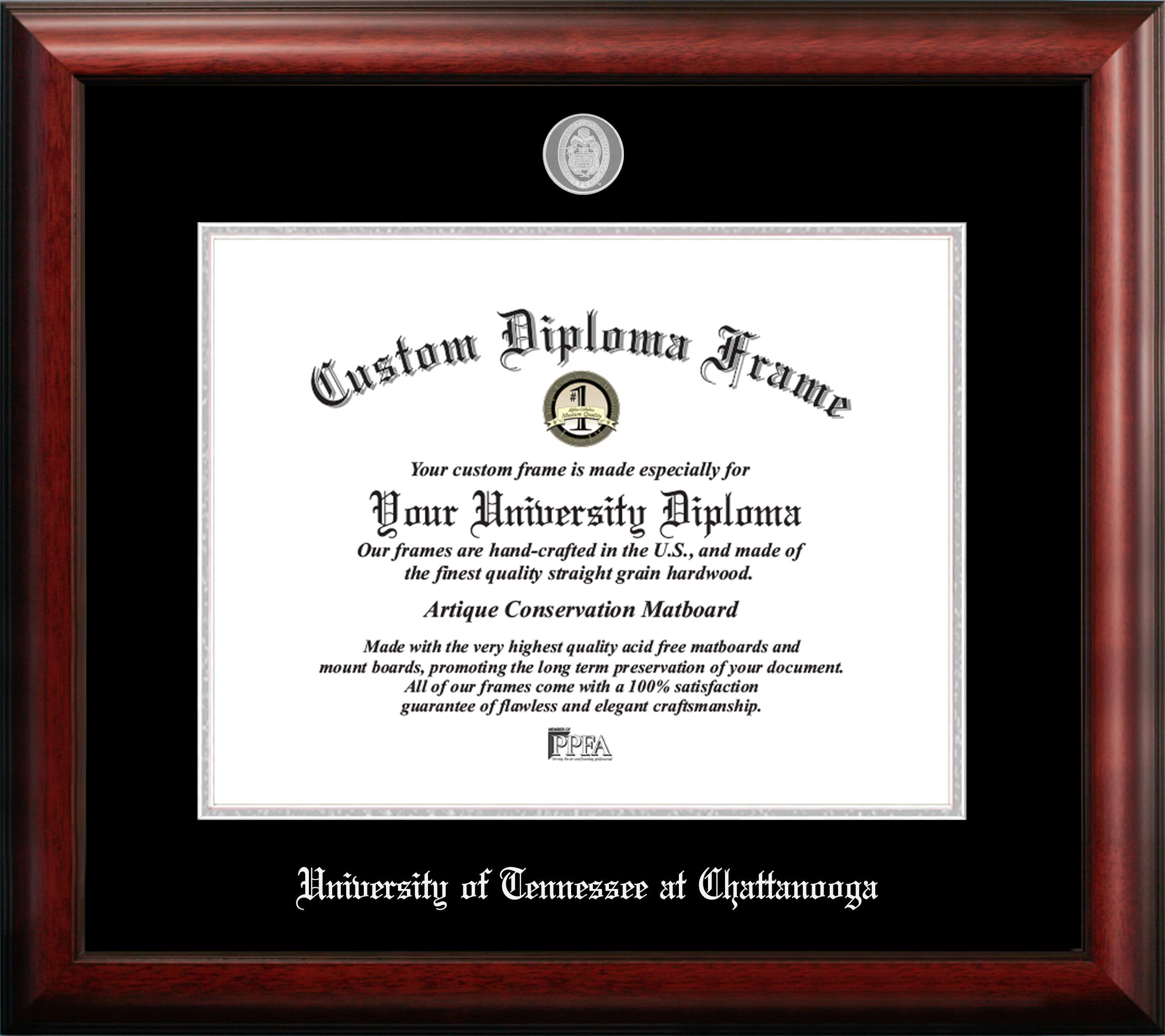 Campus Images NCAA Tennessee Chattanooga Mocs Unisex Silver Embossed Diploma Frame University of Tennessee, Chattanooga 17W x 14H Silver Embossed Diploma Frame, Brown, One Size