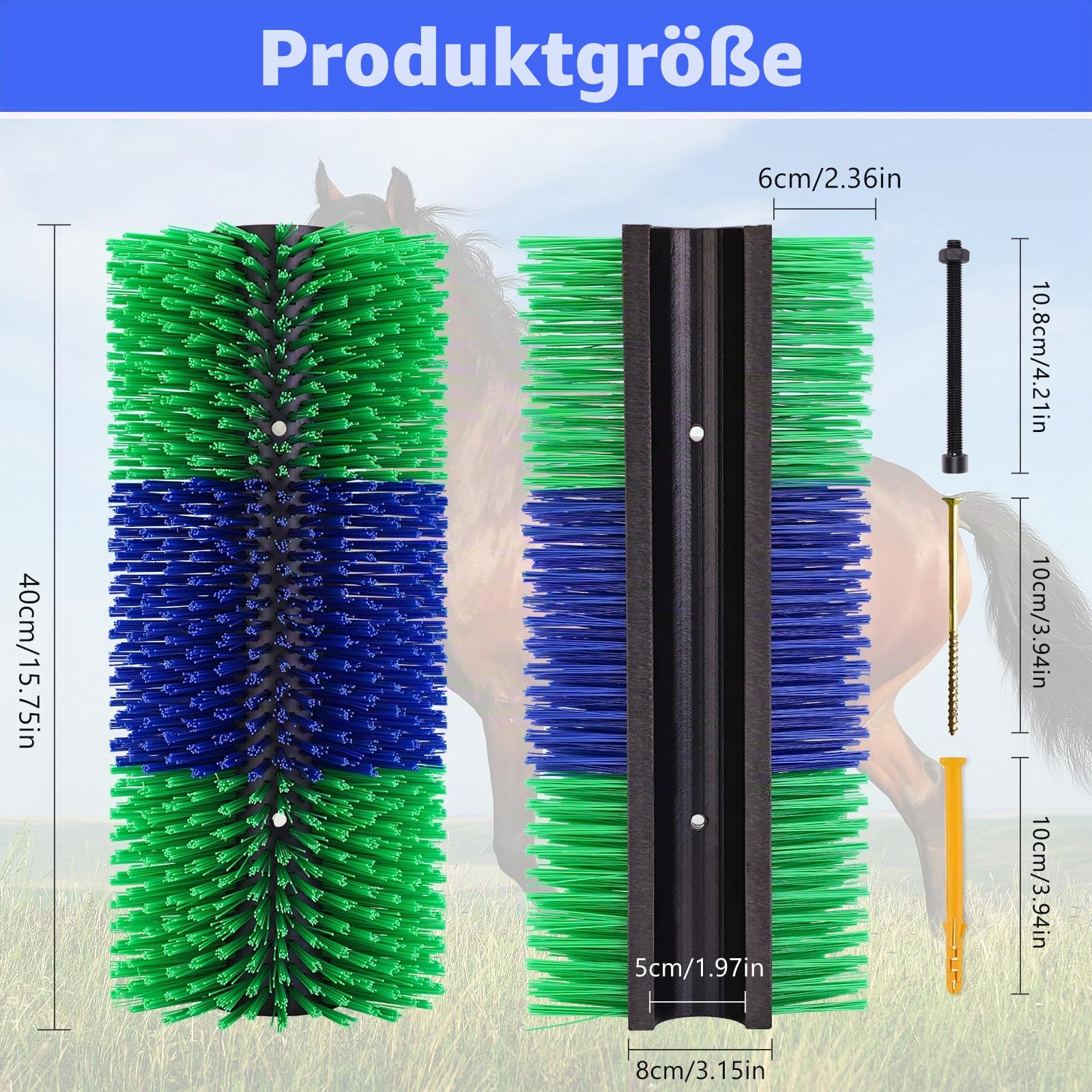Kratzbürste Pferde für Vieh, Kuhbürste, Rinderkratzer, Pferdebürste und Mähnenbürste, Wurzelbürste für Pferdepflege, Massagebürste zur Linderung von Juckreiz für Haustiere wie Kühe, Schafe (1 Stück)