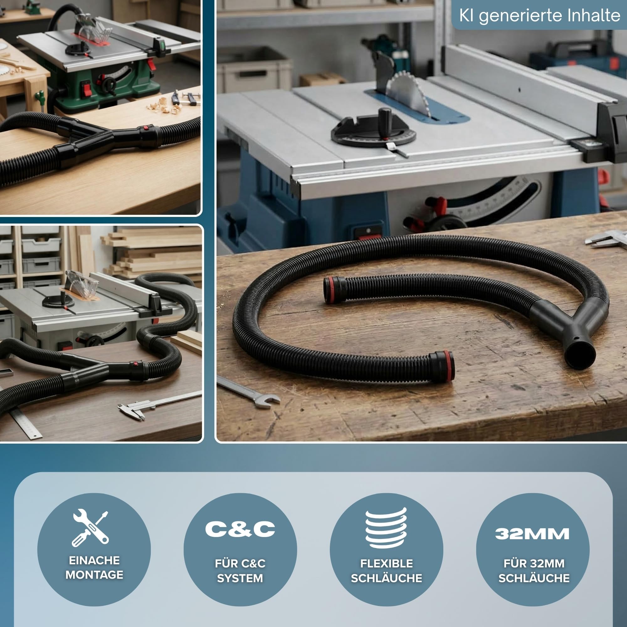 PRO - Set di connettori a Y, adatto per Bosch Click and Clean per seghe circolari, accessori per seghe circolari da tavolo, smerigliatrici, aspirazione
