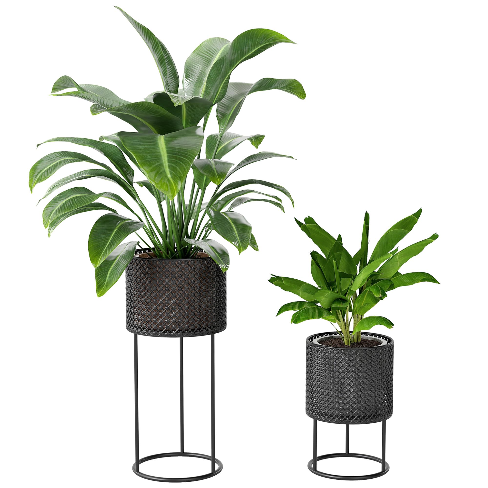 Outsunny Metal Plant Pot Set of 2 Black