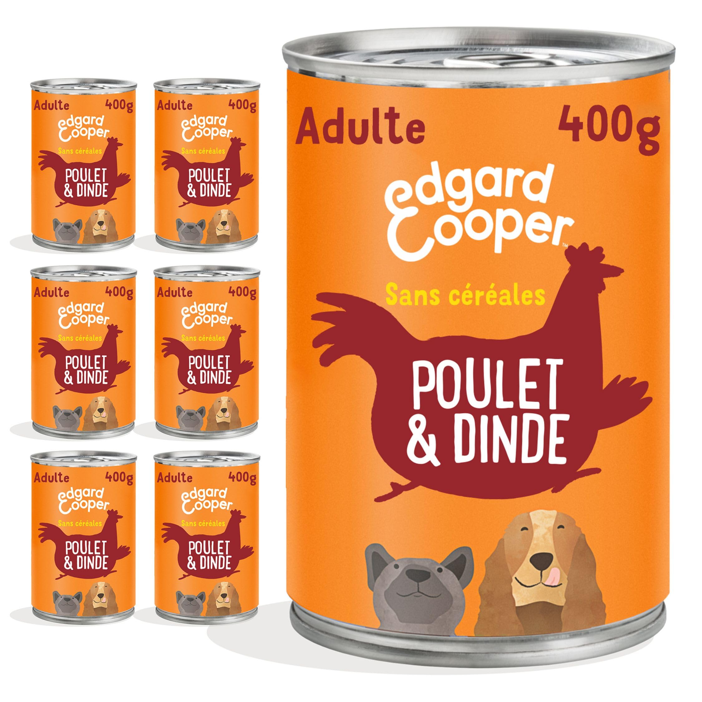 Edgard & Cooper Dog Food (Turkey & Chicken, 400g x 6), Grain Free, Fresh Meat and Quality Protein, Real Ingredients for Dogs, Hypoallergenic, No Added Sugars