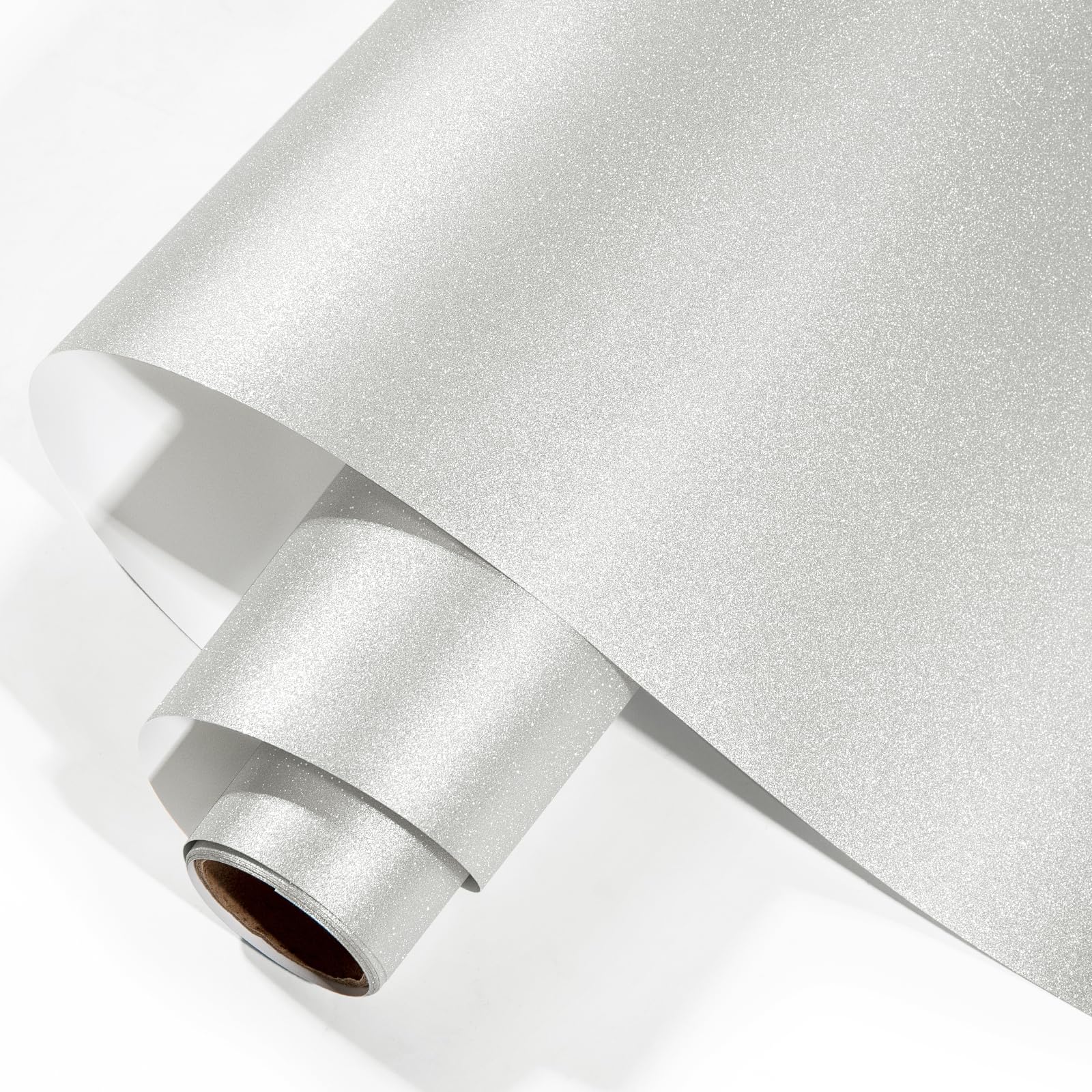 Gatichetta Glitter Self Adhesive Vinyl Sparkle Rough 12" x 6FT Shimmer Solid Craft Vinyl Roll for DIY Projects, Decals, Stickers, for Party Deco Indoor Outdoor Use, Silver