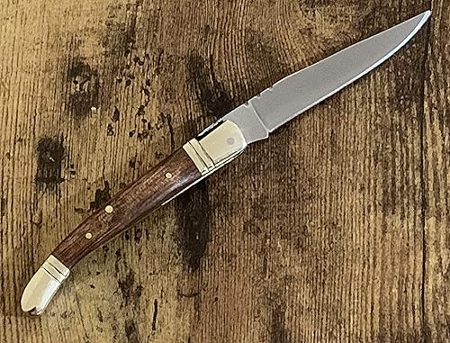 Miniatura 7 de Perkin Navaja de bolsillo hecha a mano con funda de cuero, cuchillos de bolsillo plegables legales para hombres y mujeres, pequeños cuchillos