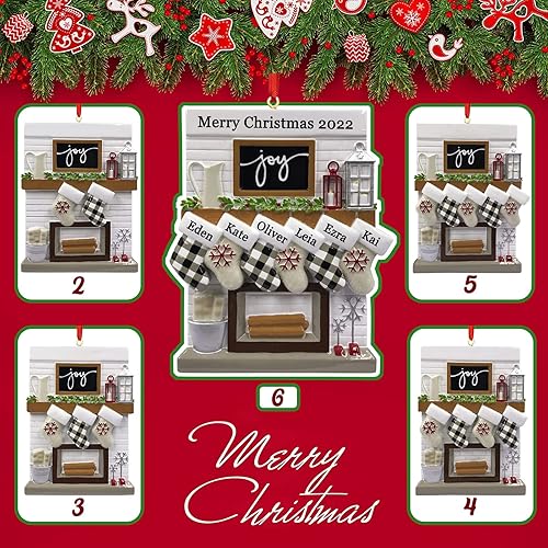 Miniatura 2 de Adorno de Navidad personalizado para familia de 2, 3, 4, 5, 6, con repisa personalizada, medias para chimenea, con nombre, texto, bendición,