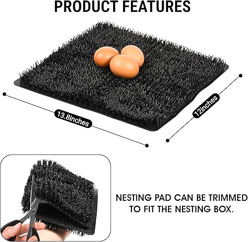 Miniatura 4 de Almohadillas para caja de anidación de pollo, paquete de 4, almohadillas de anidación de pollo suaves y lavables, material de goma reutilizable para