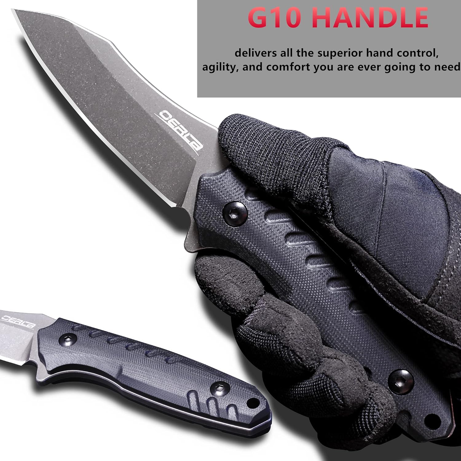 Oerla TAC Knives OLK-039B | 8.66- inch EDC Outdoor Fixed Blade Camping Hunting Knife | 440C Full-Tang Stonewashed Steel | Black G10 Handle | EDC Kydex Sheath with Horizontal and vertical Carry Adjustable Clip : Tools & Home Improvement