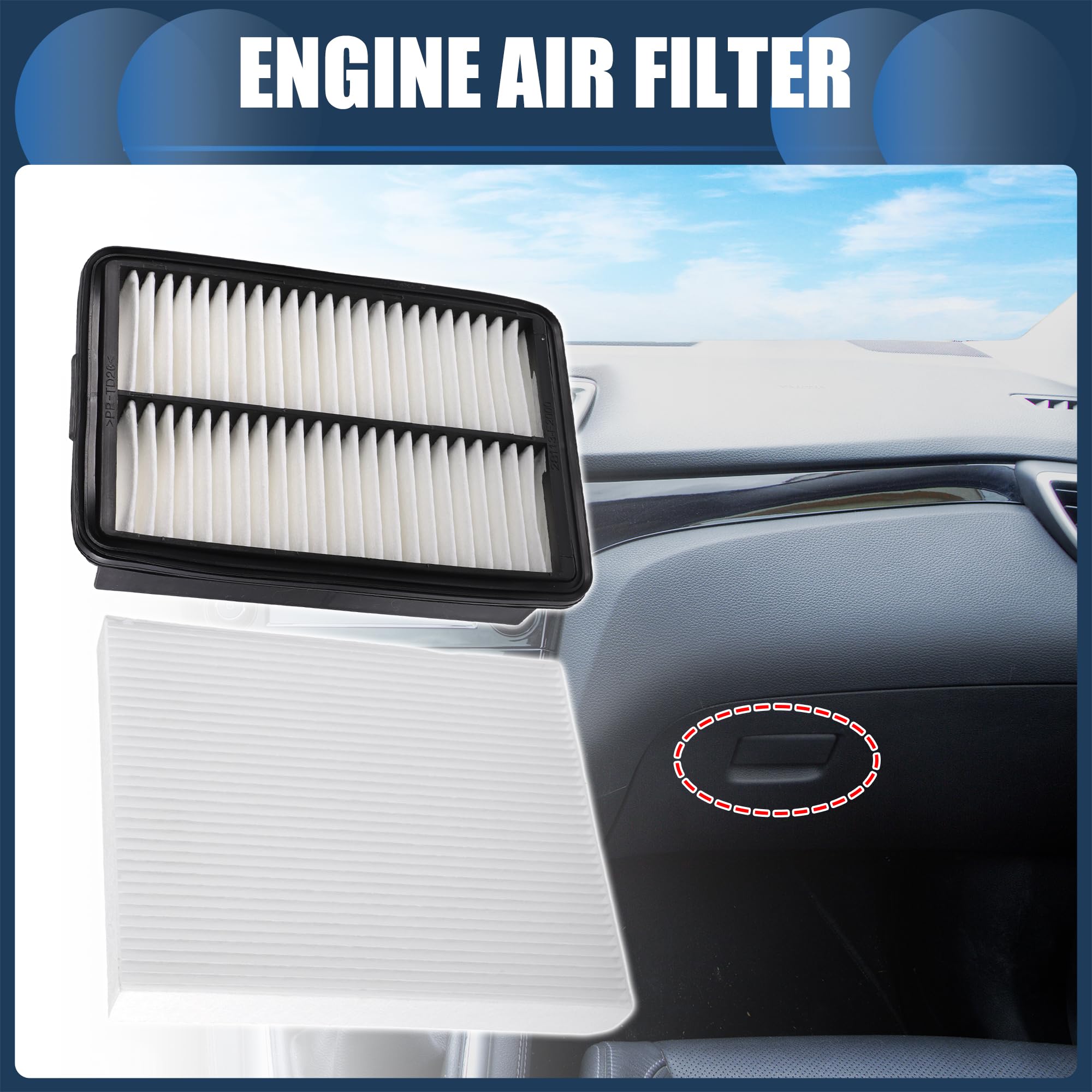 A ABSOPRO Filtre À Air Moteur Pour Kia Forte 2019-2020 1 Ensemble