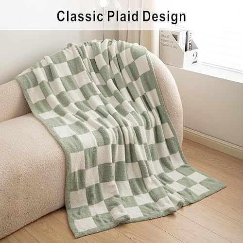 Miniatura 3 de LLanCL Manta de cuadros a la moda, suave y acogedora para todas las estaciones, para cama y sofá, elegante a cuadros para decoración del hogar
