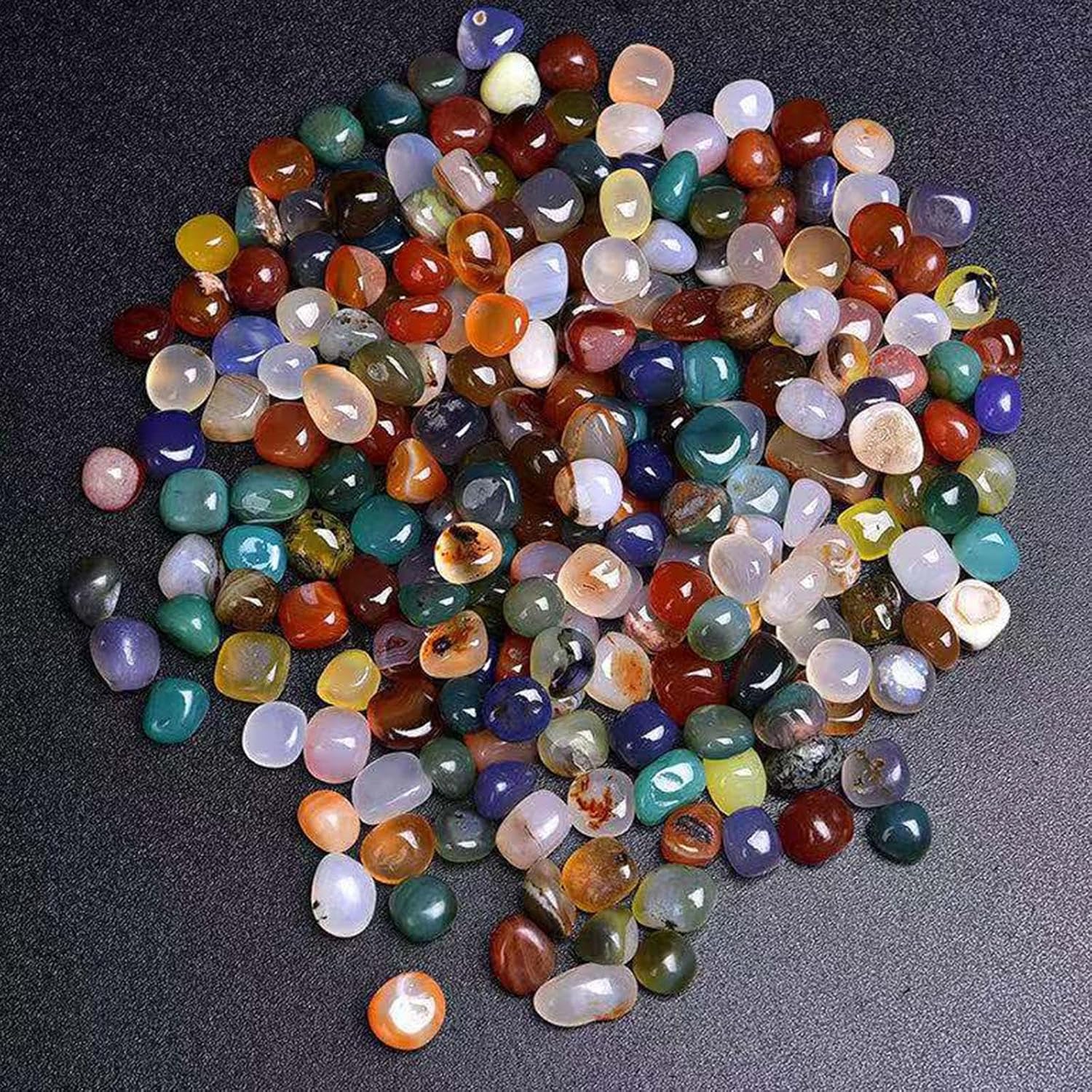 1lb Bulk Natural Multicolor Agate Crystal Tumbled Chips Crushed Crystal - Irregular Shaped Polishing Gemstones Specimen - Fountain Rocks - Decoration - Wicca & Reiki Crystal Healing,15-20mm