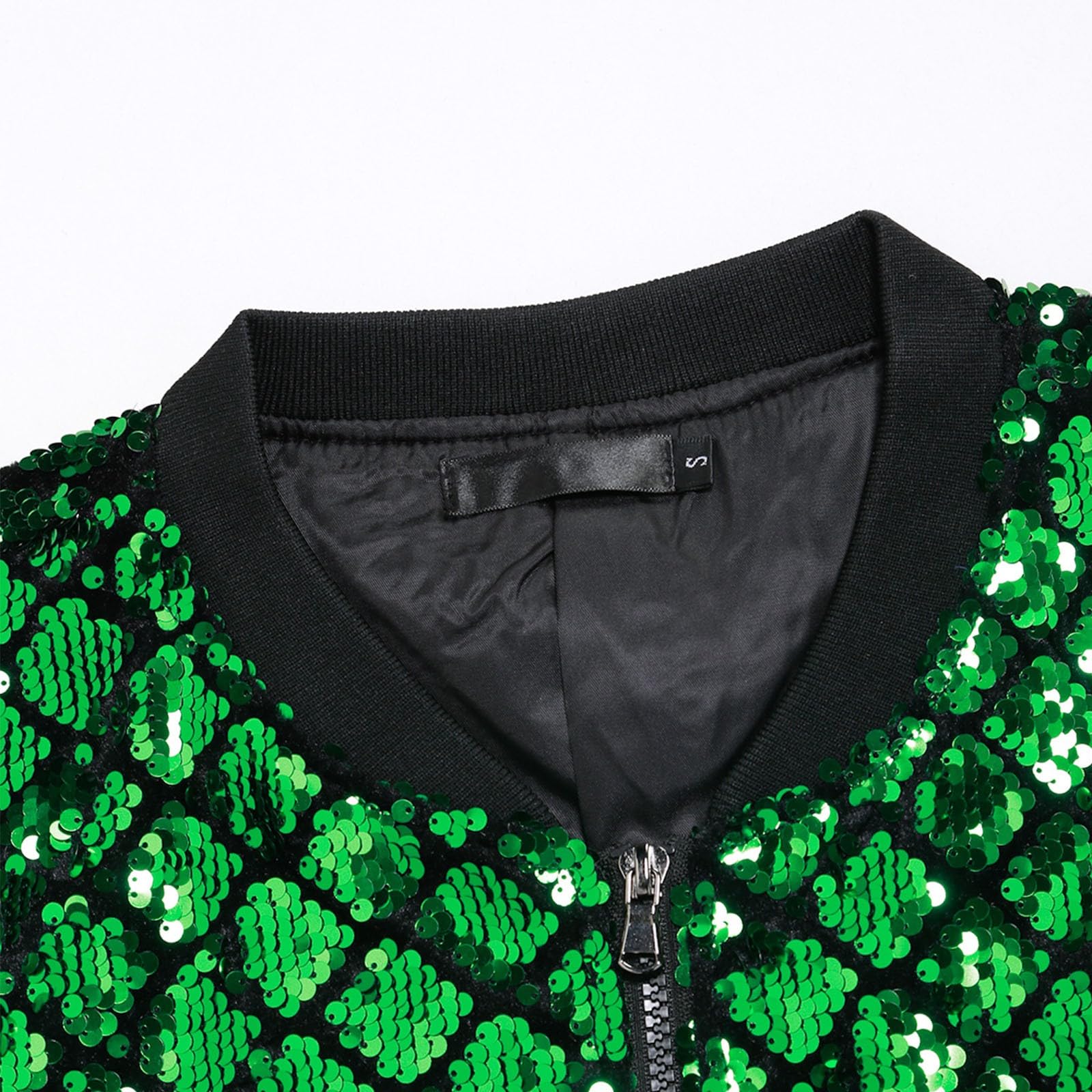 Wetlook Jacke Herren Metallic Nachtclub Reißverschluss Baseball Bomber Jacke 70er Disco Party Kostüm Baseball Jacke Kurz Sweatjacke Pailletten Outfits Glänzende jacke