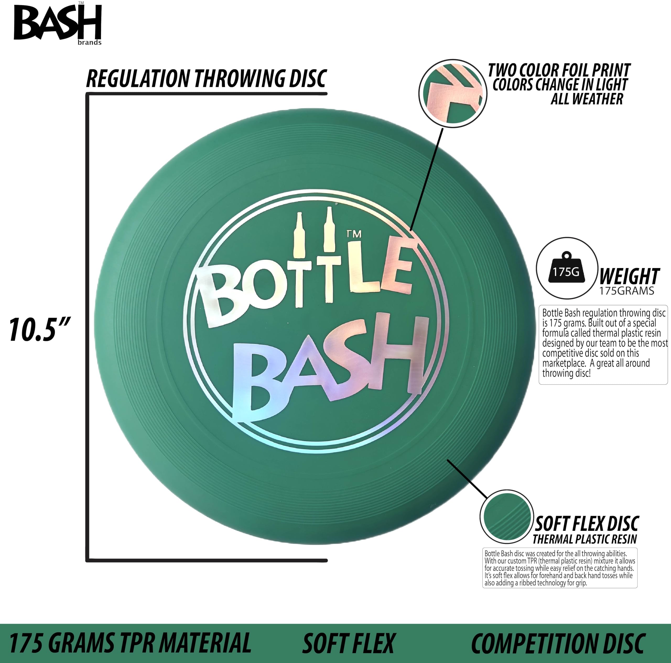 Bottle Bash Original Flying Disc (Beersbee, Polish Horseshoes, Ultimate)