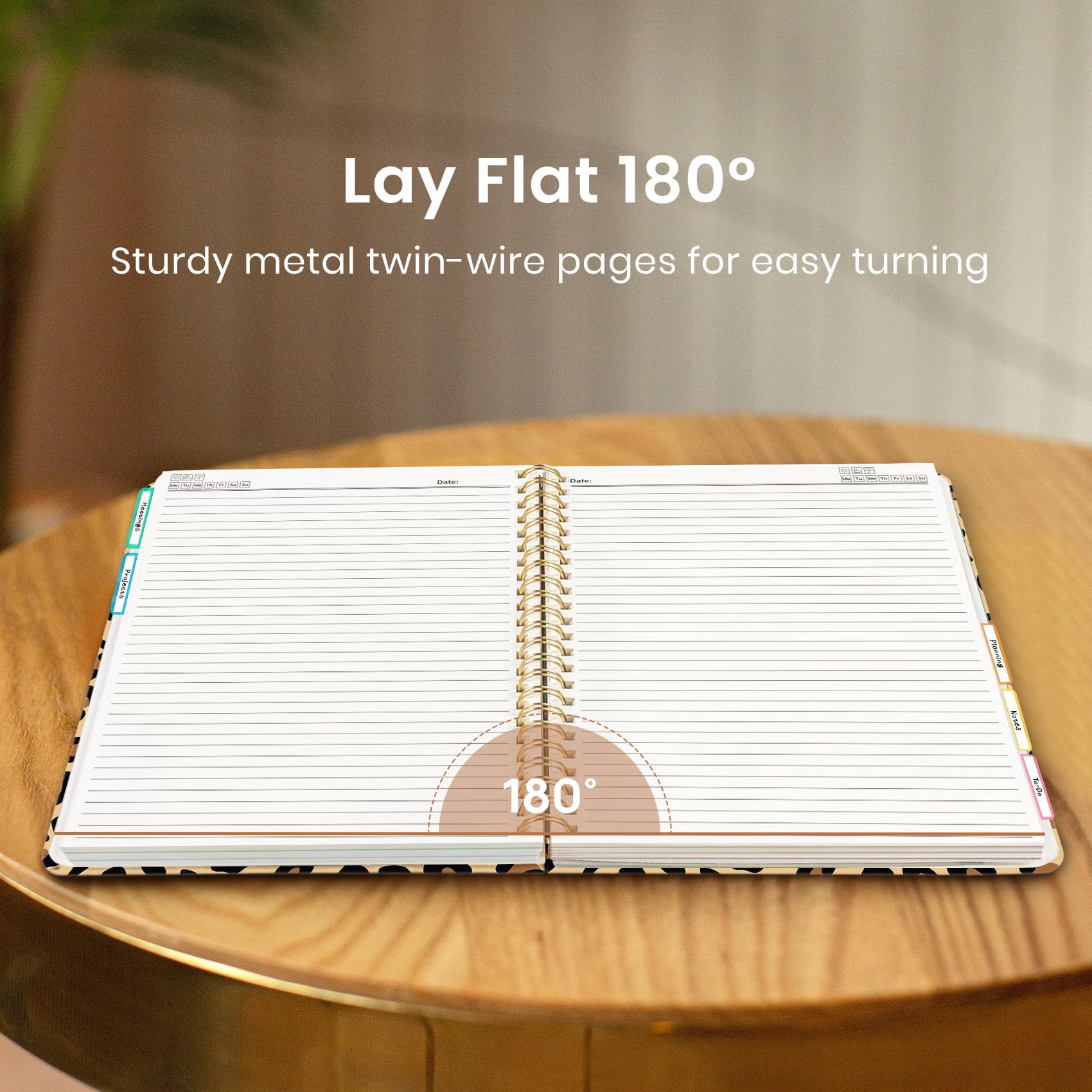 Grande taccuino a spirale con divisori e linguette, 21,6 x 27,9 cm, copertina rigida, 5 argomenti, per lavoro, 280 pagine, a righe, diario carino per donne, perfetto per studio e ufficio, per prendere