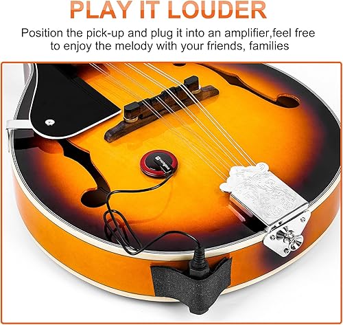 Miniatura 25 de Vangoa Instrumento musical de mandolina A Style, kit de instrumentos de mandolina acústica italiana de 8 cuerdas para principiantes profesionales