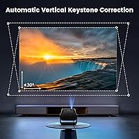 Vista 5 de Projector with WiFi and Bluetooth - Mini Projector Short Throw[145°Adjustable-Stand & Electric Focus & Auto Keystone 50% Zoom] PUTRIMS Portable