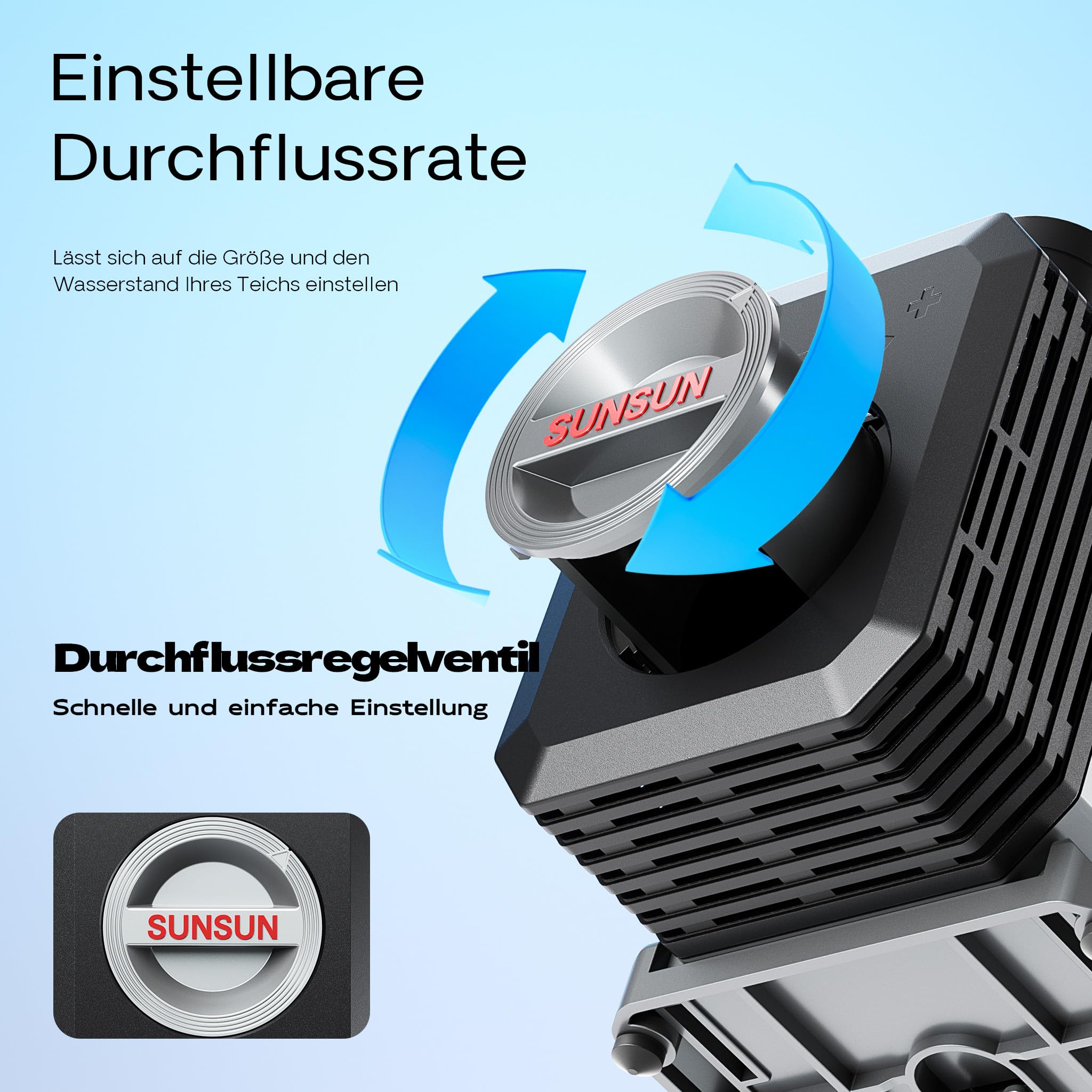 SunSun CTP-16000 SuperECO Teichpumpe 16.000 l/h / 140 W, energiesparende Filterpumpe, Bachlaufpumpe für Koiteiche, Umwälzpumpe, Gartenteichpumpe