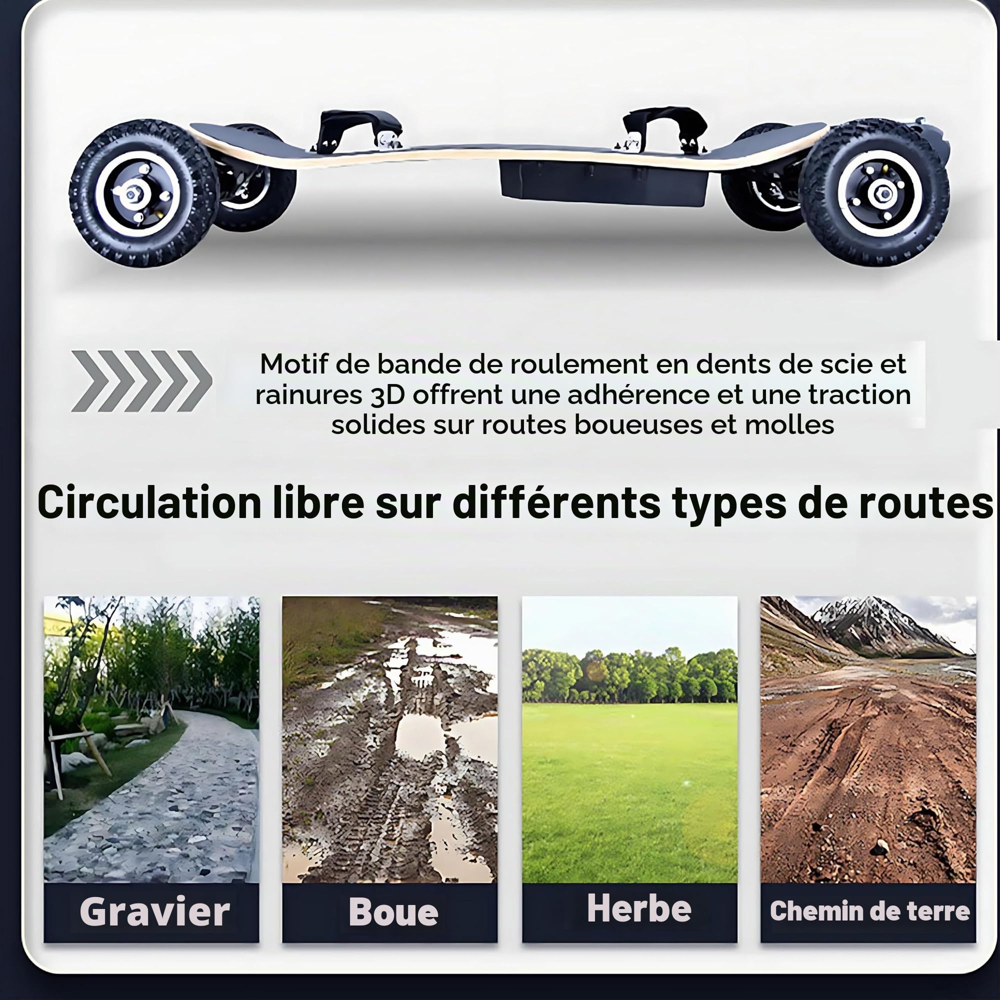 Skateboard électrique tout-terrain avec télécommande, double moteur, haute vitesse et longue portée, longboard électrique pour adultes