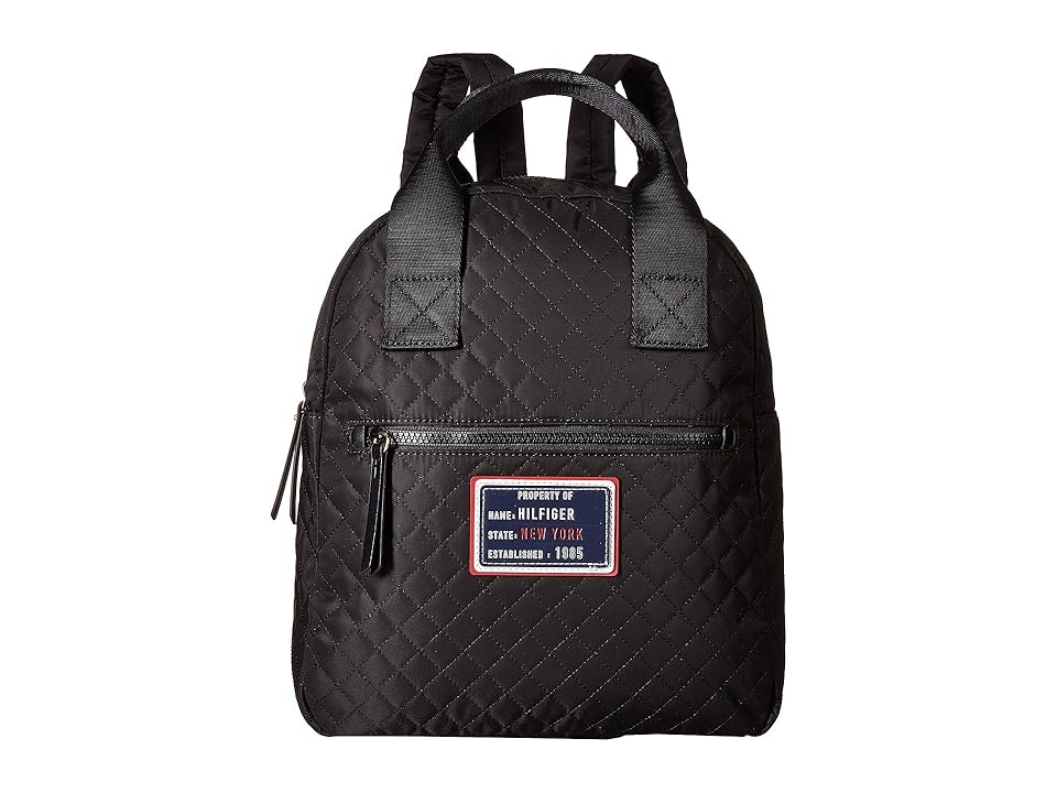 

Tommy Hilfiger Nylon Patch Quilt Large Backpack (Black) Backpack Bags