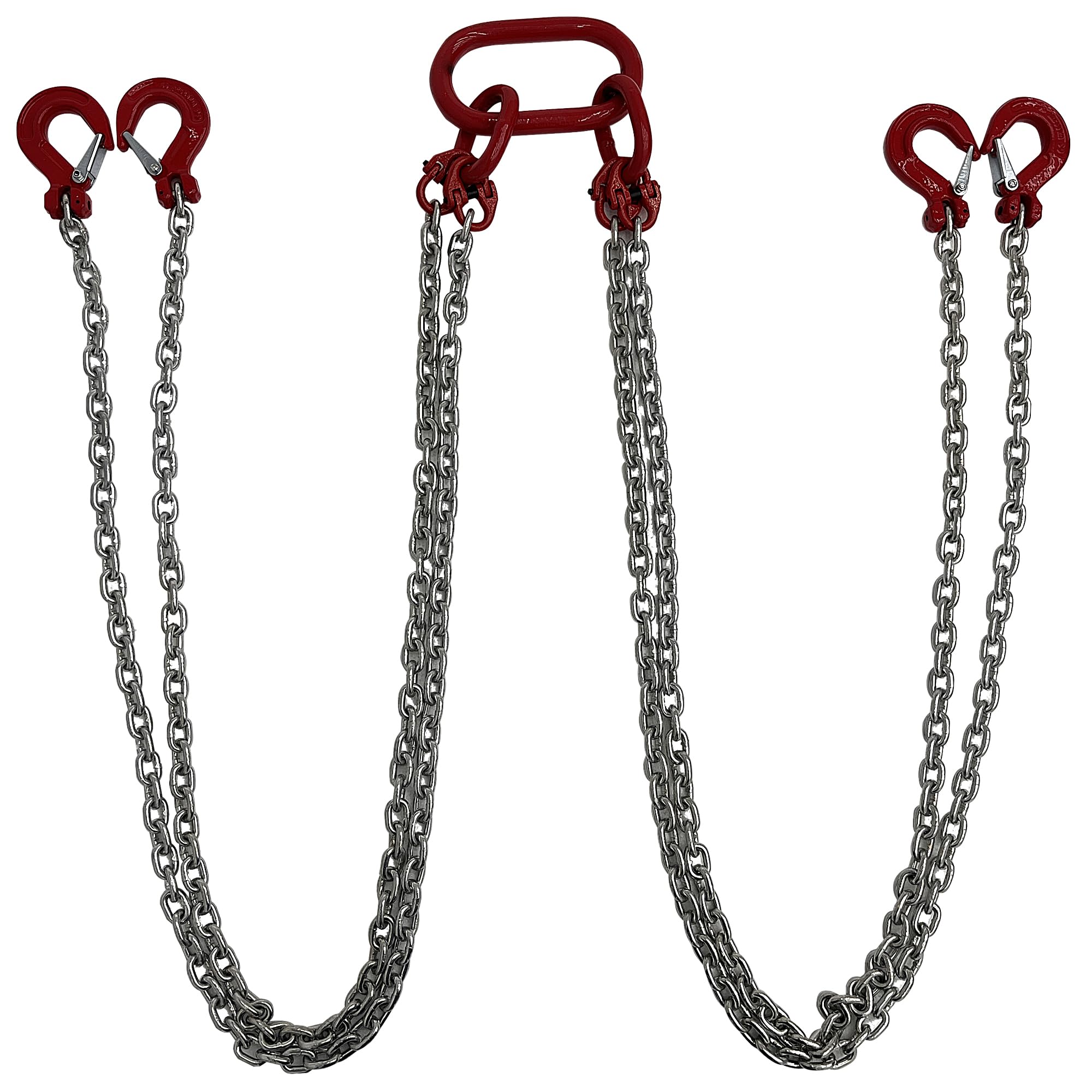 HQHAOTWU Chain Sling Lifting Chains with Hooks 4.9FT G80 Manganese Steel Galvanized Engine Chain Hoist Lifts 4Ton Capacity Lift Chain Sling with 4 Leg Grab Hooks for Cargo Towing and Handling