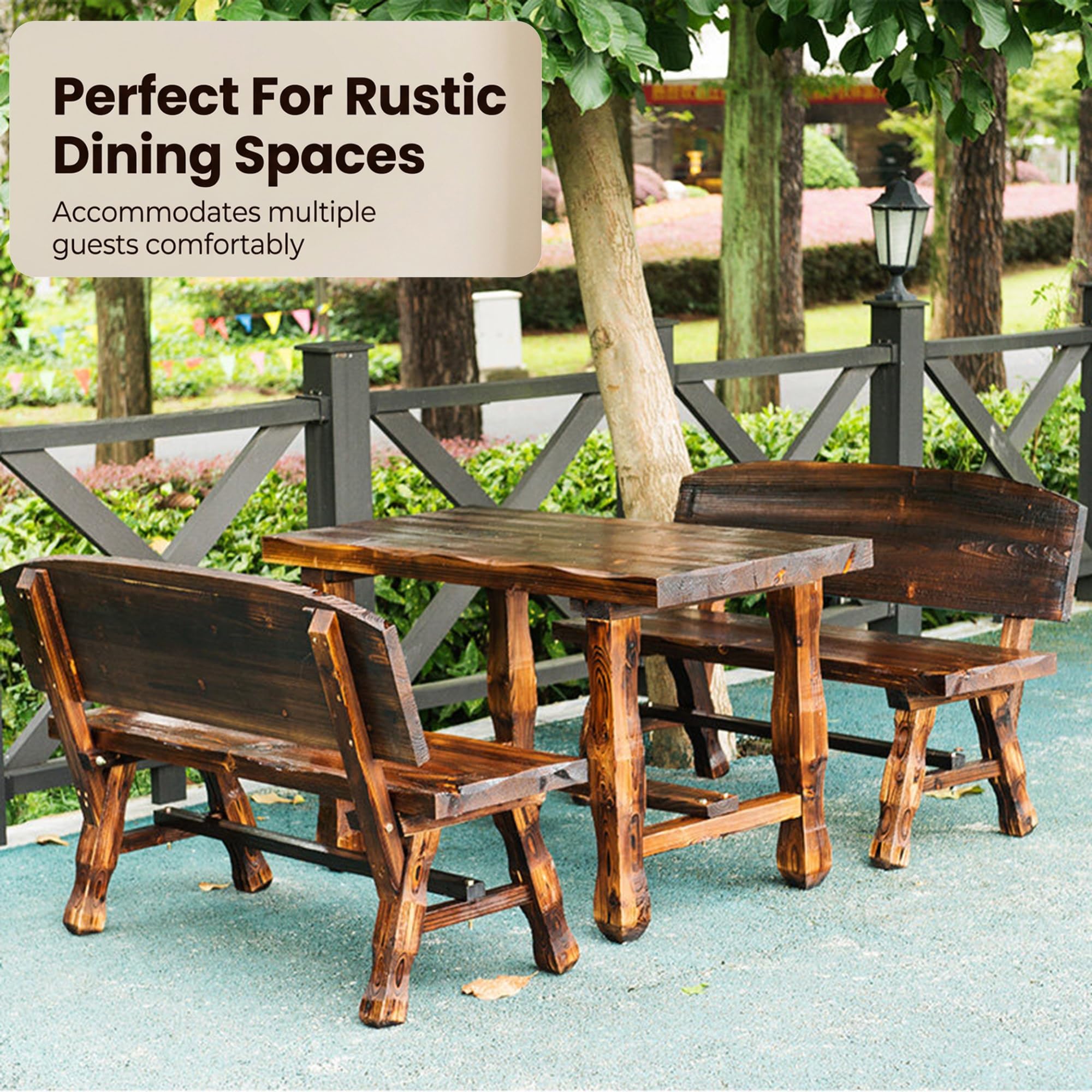 Banco de Jardín Exterior, Rústico Madera Garden Bench para 2 Personas, para Parque, Patio, Terraza(120CM)