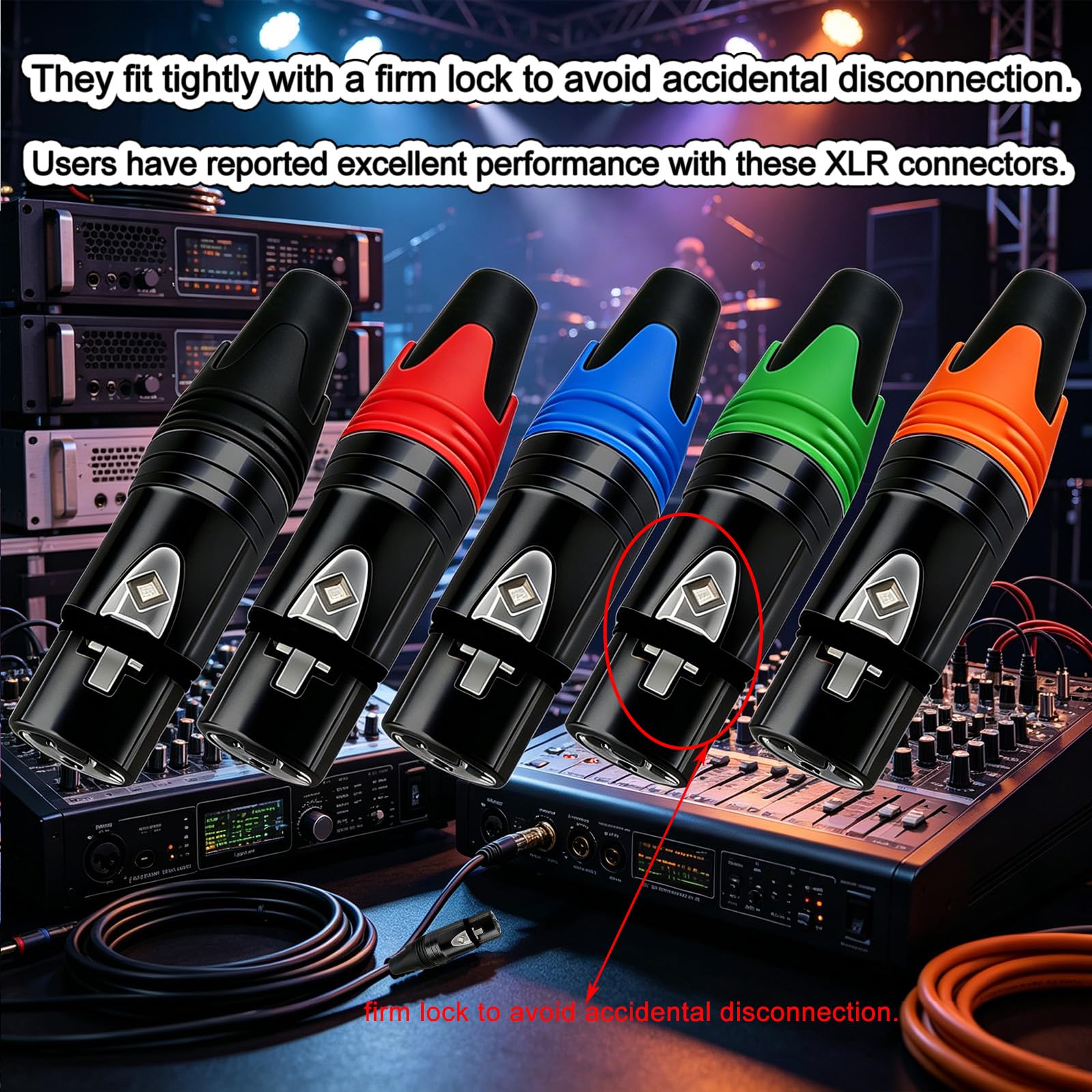 Geisler XLR-Stecker, 3-poliger Adapter-Buchsenstecker mit feinem, schwarzem, vernickeltem Gehäuse mit optionaler Farbmarkierung und flexibler Kombination (schwarzes Gehäuse, bunte Markierung), 25