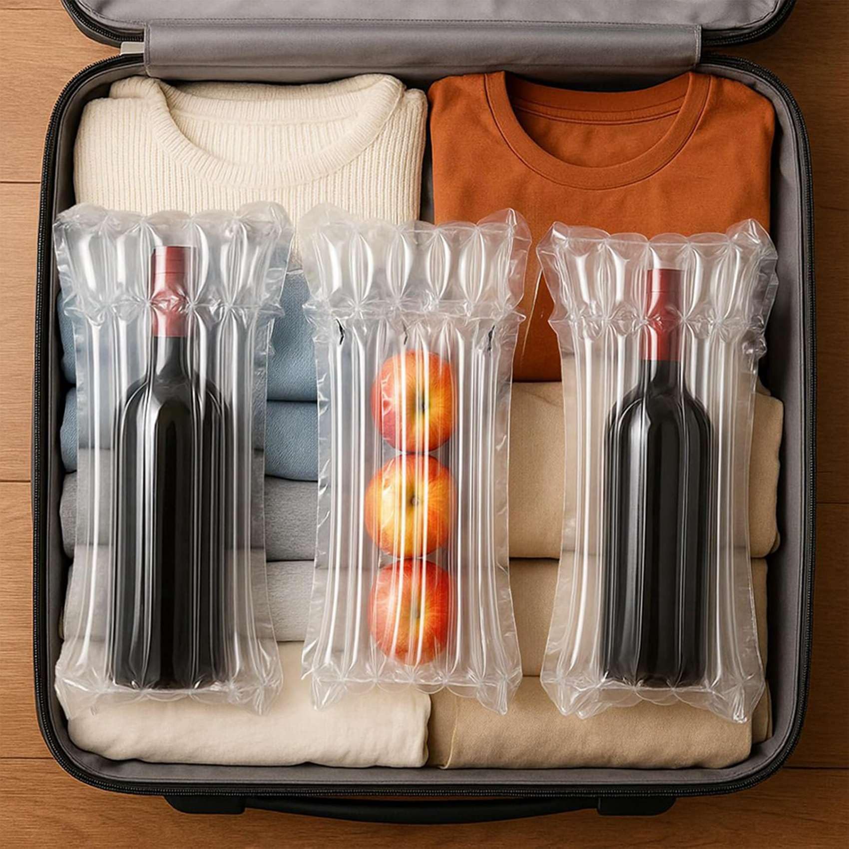 Lot de 200 Housses de Protection Gonflables pour Bouteilles de Vin, Manchons à Coussin d'air Réutilisables pour Un Transport Sécurisé des Bouteilles