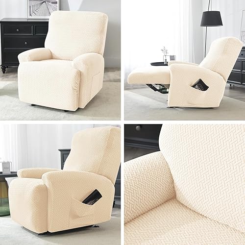 Vista 53 de Eco-Ancheng Fundas reclinables Lazyboy de 4 piezas, fundas para sofá reclinable, fundas antideslizantes para sillas reclinables, con bolsillos de 22
