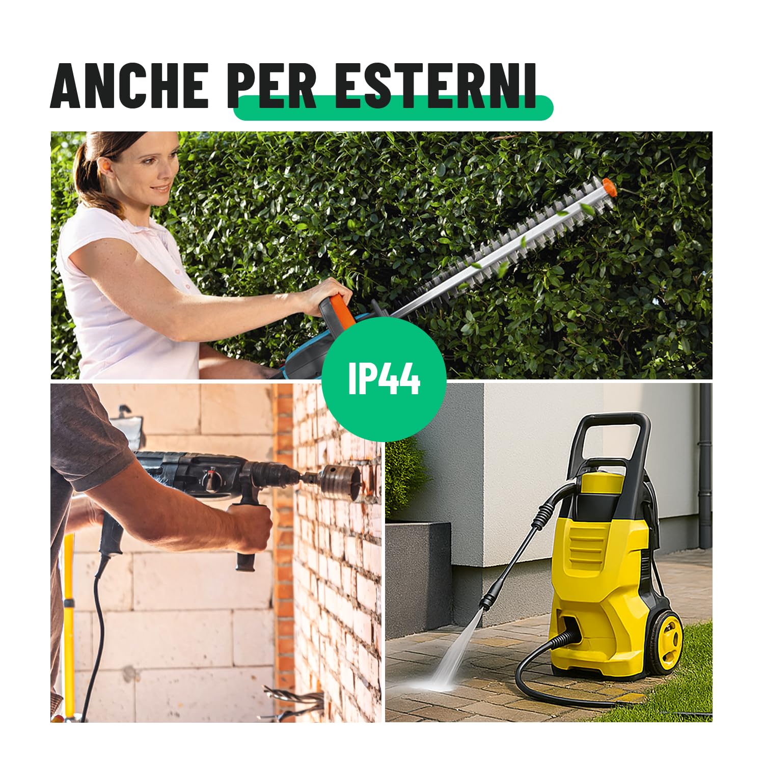 greate Spina di contatto di messa a terra, accoppiamento - Spina di contatto di messa a terra in gomma - Accoppiamento con protezione antipiega, 2 poli, 250V, 16A, 3,7kW, IP44