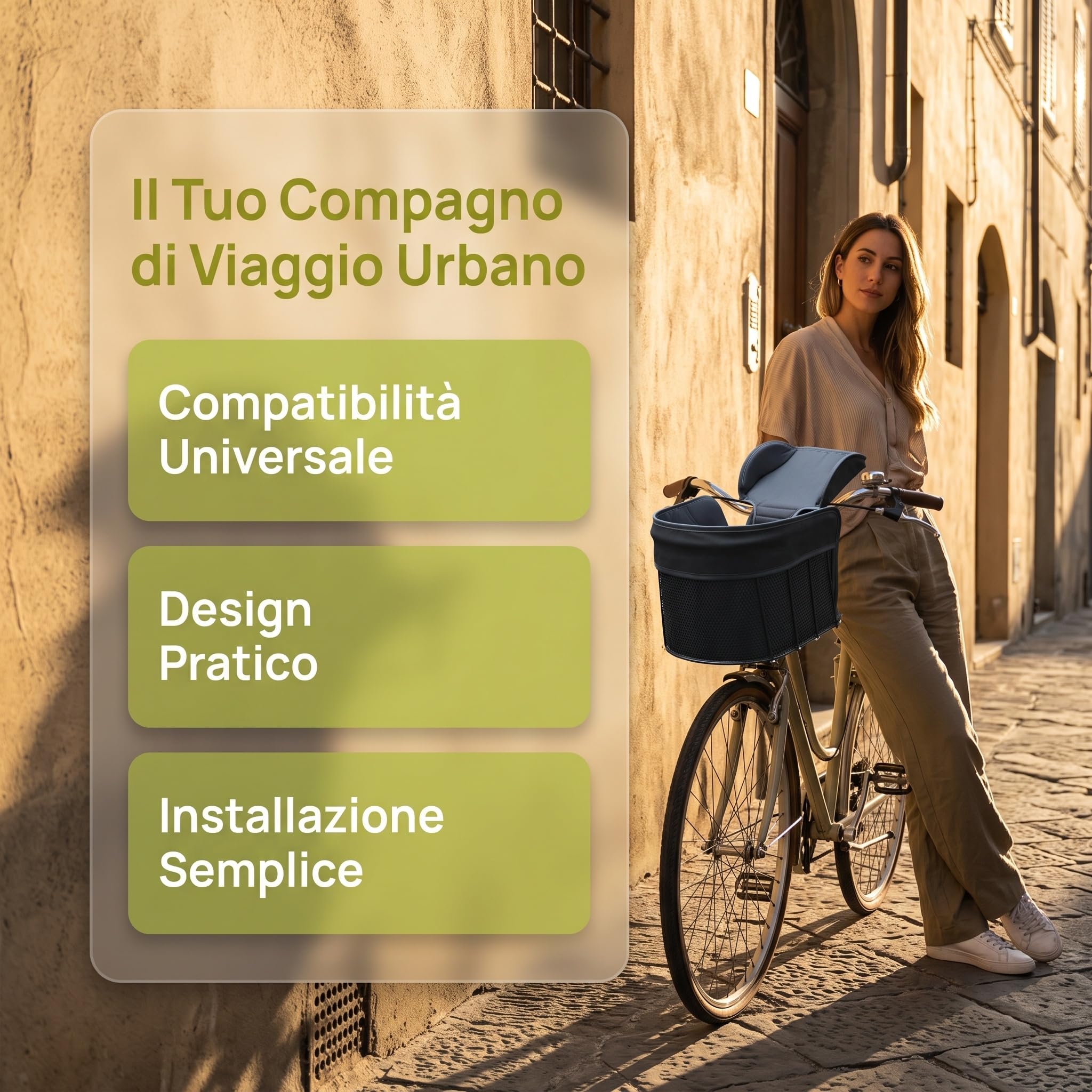 Cestino Anteriore Bici Cane Sicuro, Cestino Bicicletta Anteriore | Accessorio Ciclismo, Facile da Installare, per Spostamenti in Città