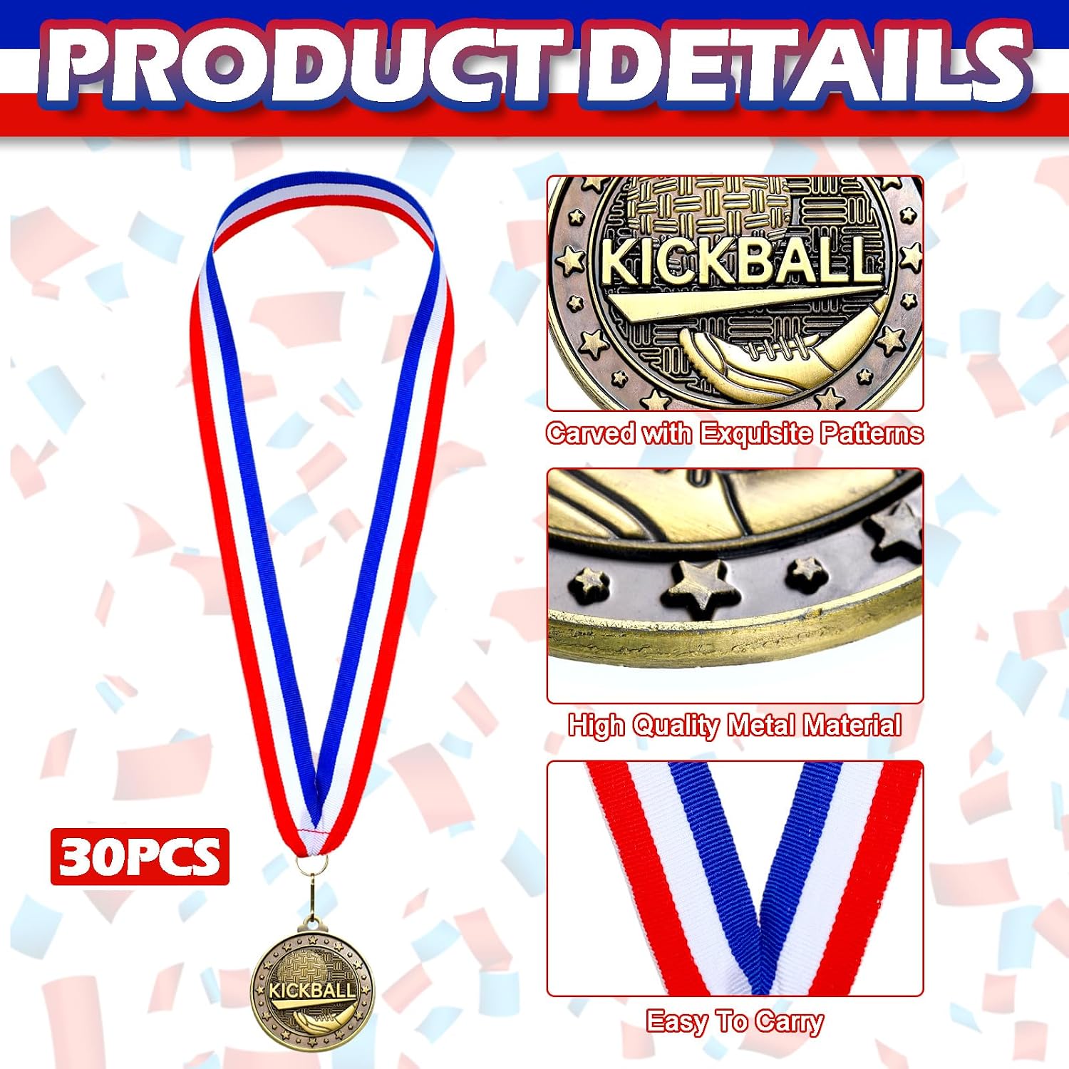 Condition photo showing New/Like New for remuuly 30 pcs gold medals bulk 2'' basketball soccer baseball volleyball football lacrosse kickball cheer bowling trophy medals for awards for sports participation winner gift gold kickball
