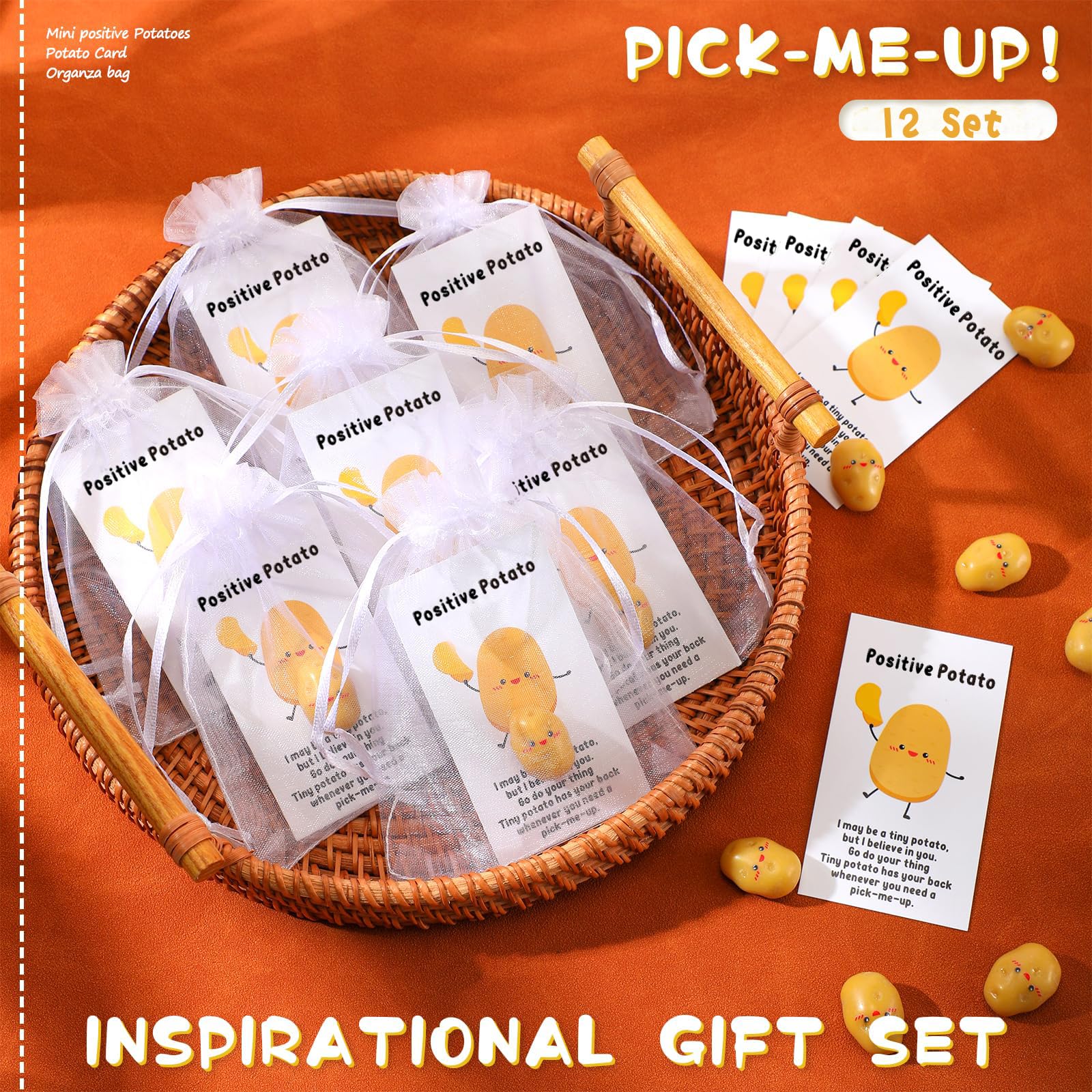Set Regalo Positive Potato – 4 Pezzi Fatti A Mano: Ape, Maialino, Tartaruga E Patata Portafortuna