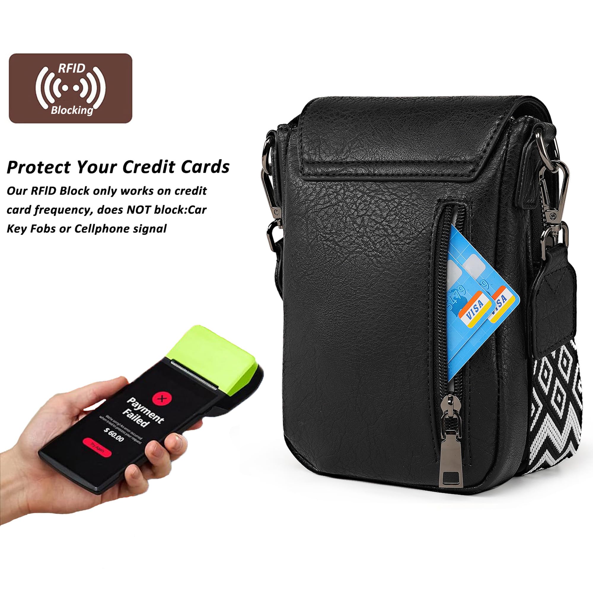 TANTOMI Small Crossbody Bags for Women, Small Purses with Card Slots Phone Purse Wide Adjustable Strap: 01-black
