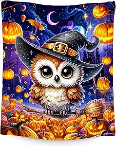Halloween Blanket for Girls, Kids Blankets Gifts, Cute Owl Throw, Soft Fleece Throw for Halloween Decoration, 60"x80"