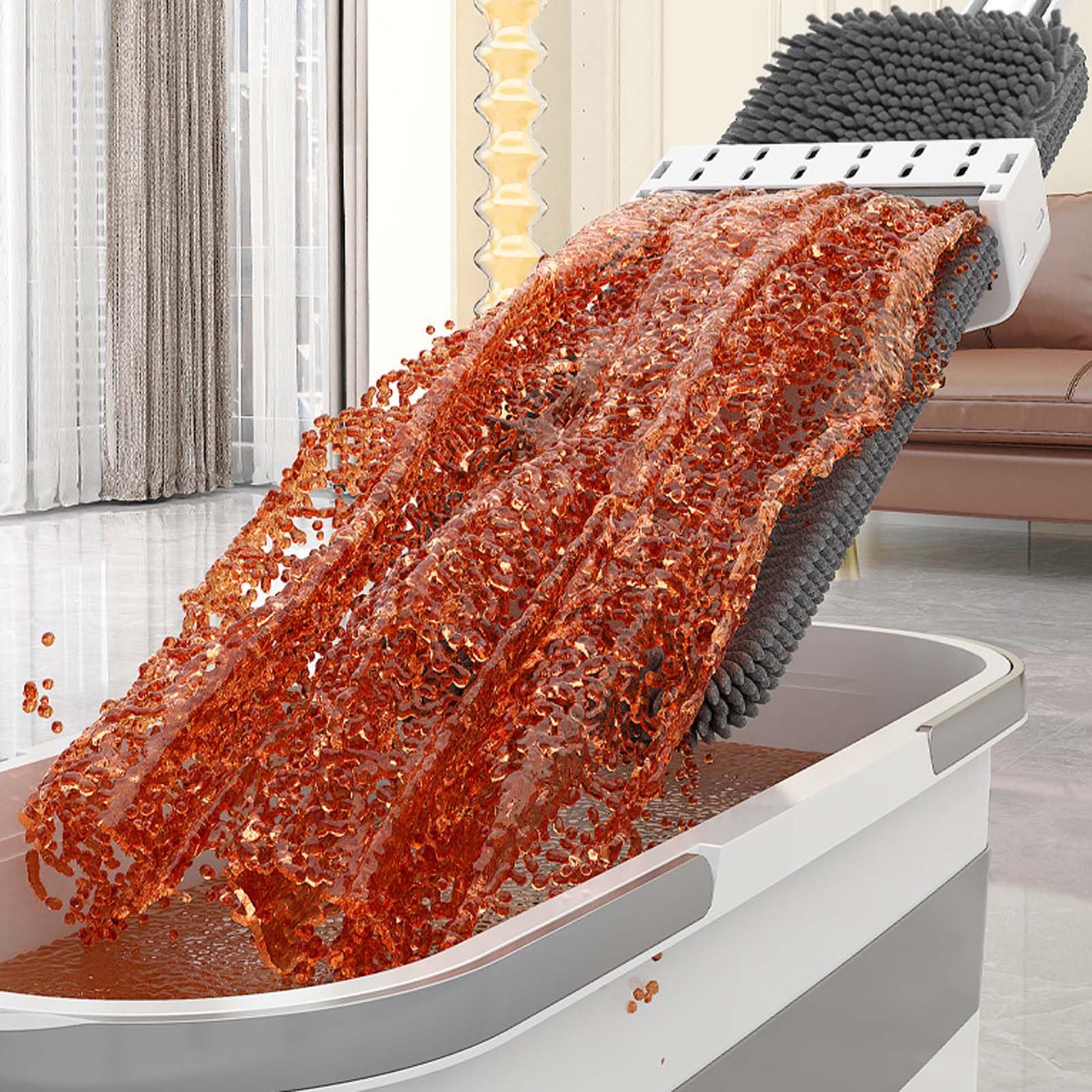 Mopa Fregona Microfibra con Paño Lavable, Fregona Reutilizable para Limpieza De Suelos, Limpiador De Suelos Absorbente con Mango Regulable para Hogar Cocina Baño Y Baldosas