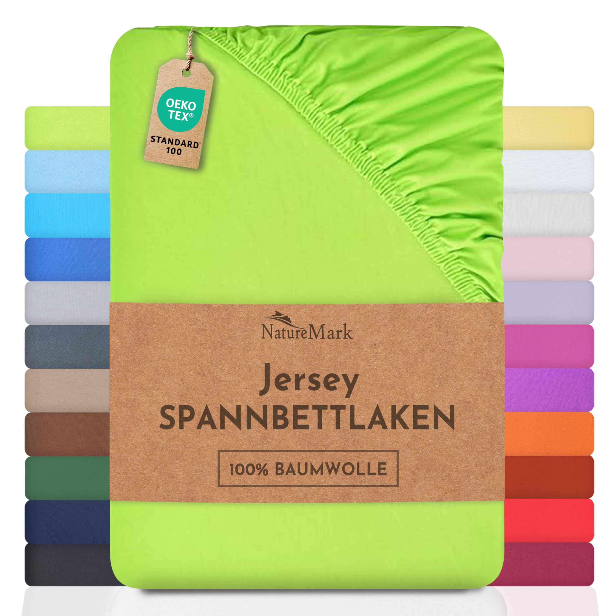 NatureMark Kinder Jersey Spannbettlaken, Spannbetttuch 100% Baumwolle in vielen Größen und Farben MARKENQUALITÄT ÖKOTEX Standard 100