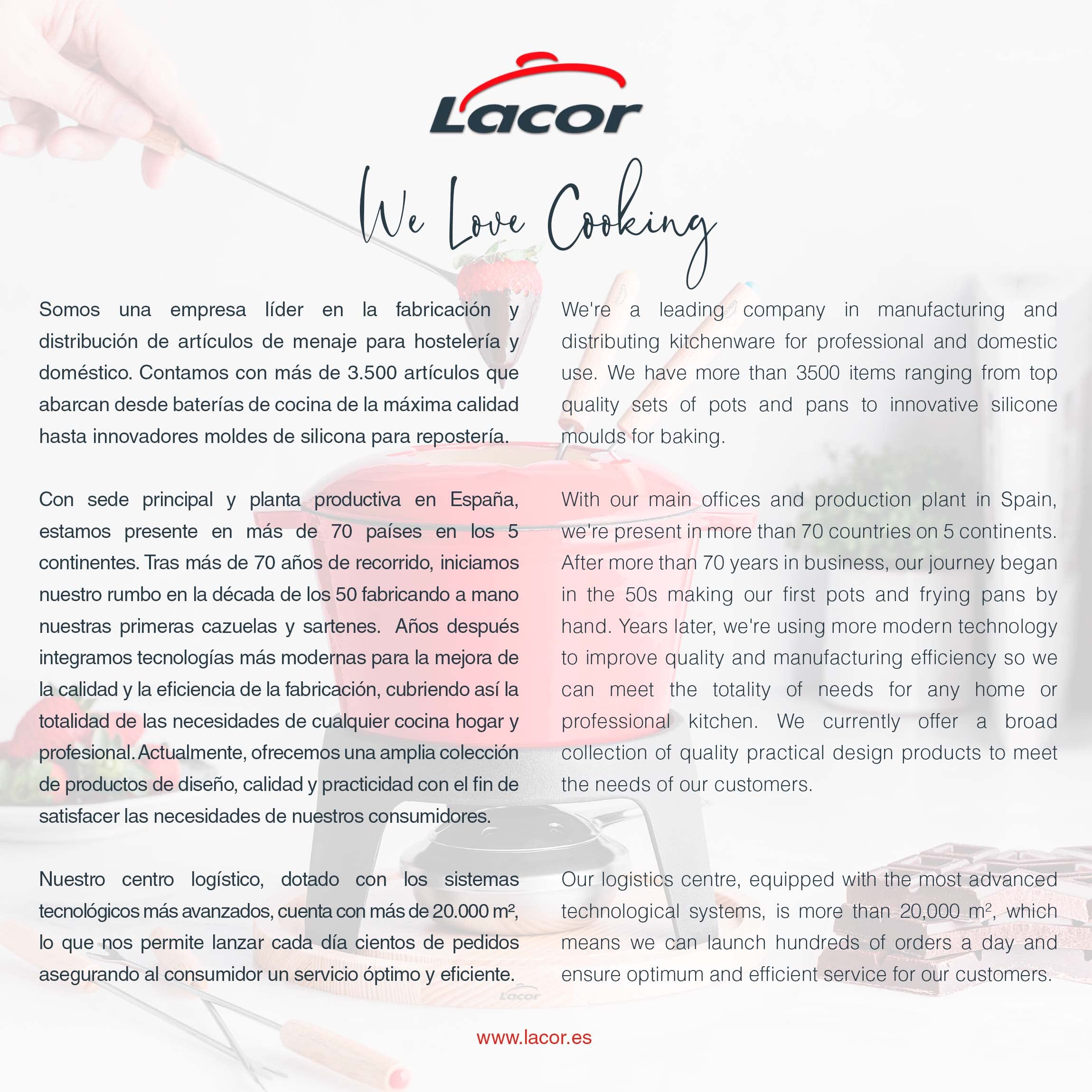 Lacor - 71711 - Service à fondue en fer forgé émaillé, support en fer avec base en bois, adapté à l'induction, 6 fourchettes Ø 16,5 x 10 cm (1,7 litres), Rouge