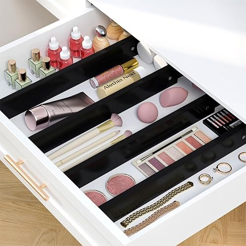 Miniatura 4 de Ruichang Divisor de bambú para cajones de cocina, paquete de 4, organizador de cajones de utensilios ajustable de 17-22 pulgadas para tocador, baño,