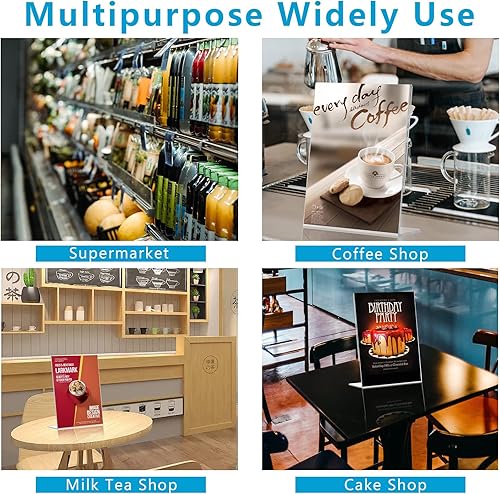 Miniatura 6 de Soporte de letrero acrílico de 8.5 x 11 pulgadas, soporte de escritorio inclinado para letrero acrílico y soporte de plástico en forma de L para