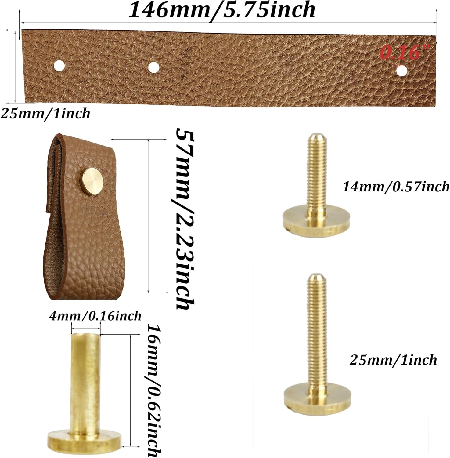 8PCS Coffee Leather Drawer Pulls, Modren Leather Pulls Handles, Soft Leather Cabinet Pulls knobs, Leather Furniture Pulls or Cabinet, Doors, Drawers, Closet