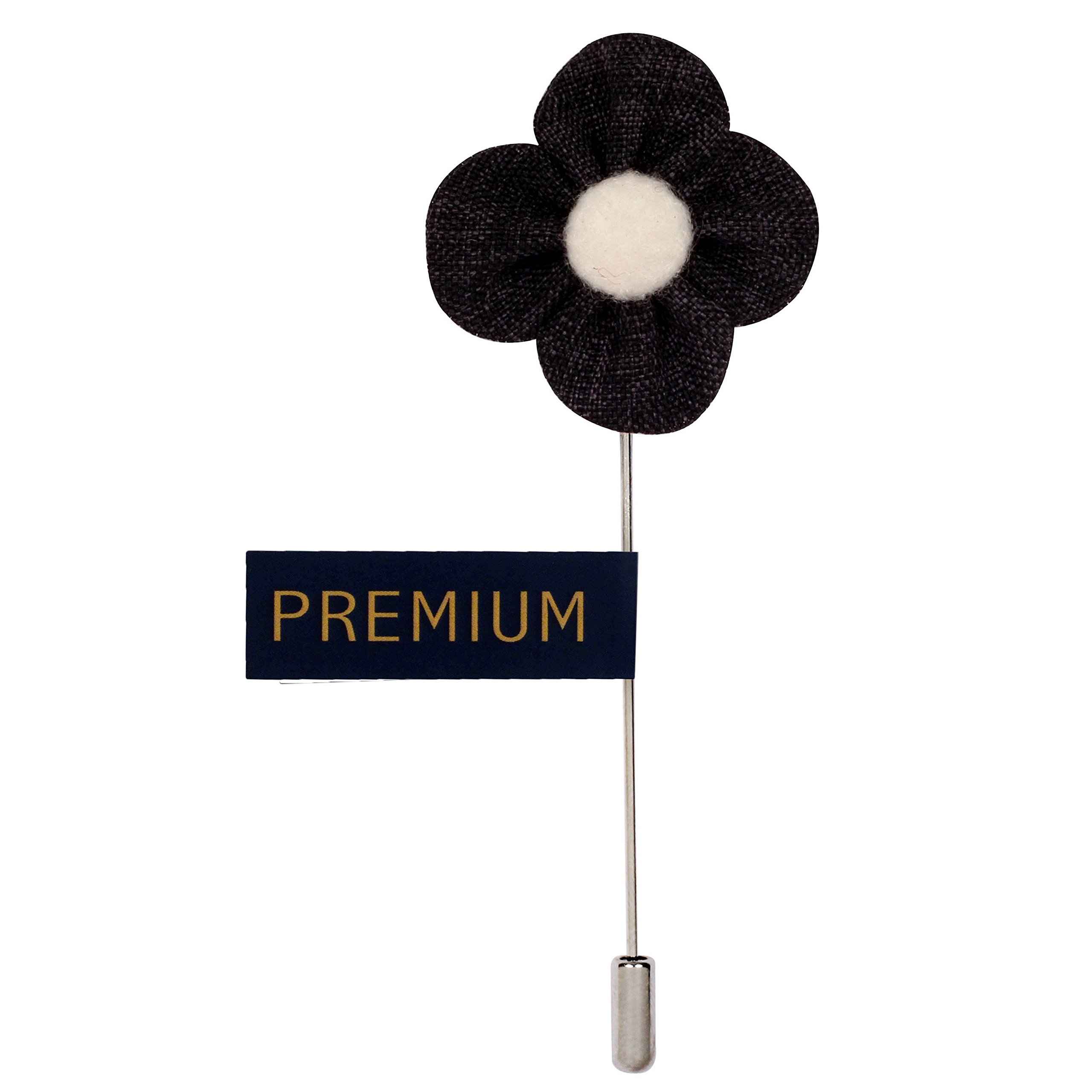 peluche The Four Petal Classic Flower Black Brooch for Men-picture-1