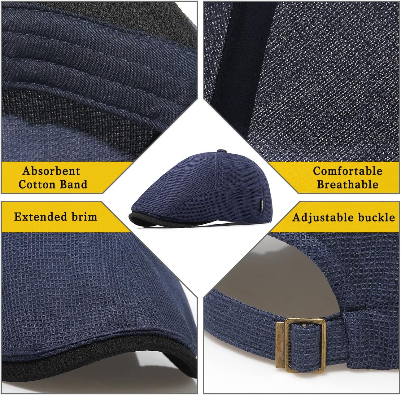 British Retro Newsboy Hat Breathable Painter Hat Adjustment Beret Ivy Cap Irish Cabbie Driving Hunting Hats - Image 4