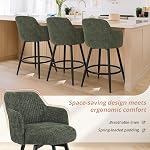 LUE BONA Tabourets à barres pivotantes Ensemble de 2, 26" Tabourets de comptoir avec dos ergonomique semi-fermé, bar-tools rembourrés Chenille avec coussin de printemps pour l'île de la cuisine, vert grisâtre