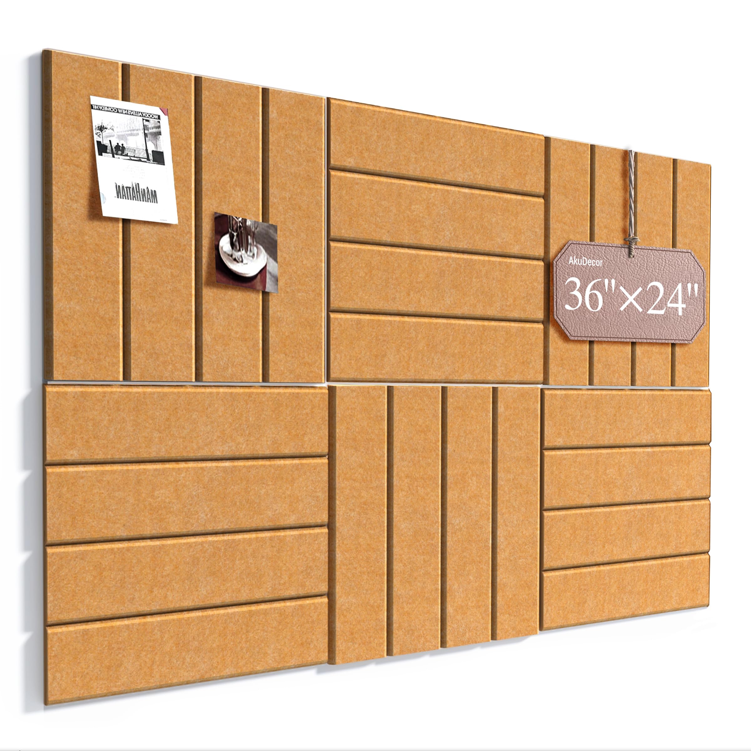 AkuDecor Large Cork Board for Walls 90 x 60cm, Burnt Orange — image 1