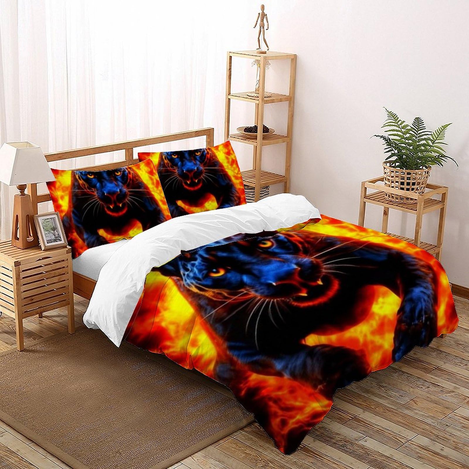 Housse de couette léopard 3D 200x200 cm avec ses taies en microfibre