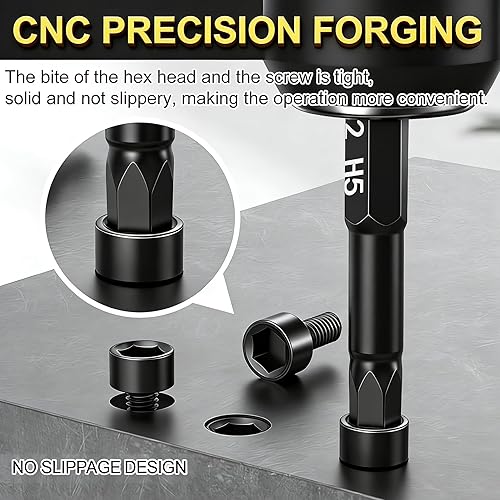 Miniatura 5 de Juego de brocas de llave Allen de cabeza hexagonal (10 unidades métricas y 10 piezas SAE), brocas de llave Allen PTSLKHN para taladro de 1/4