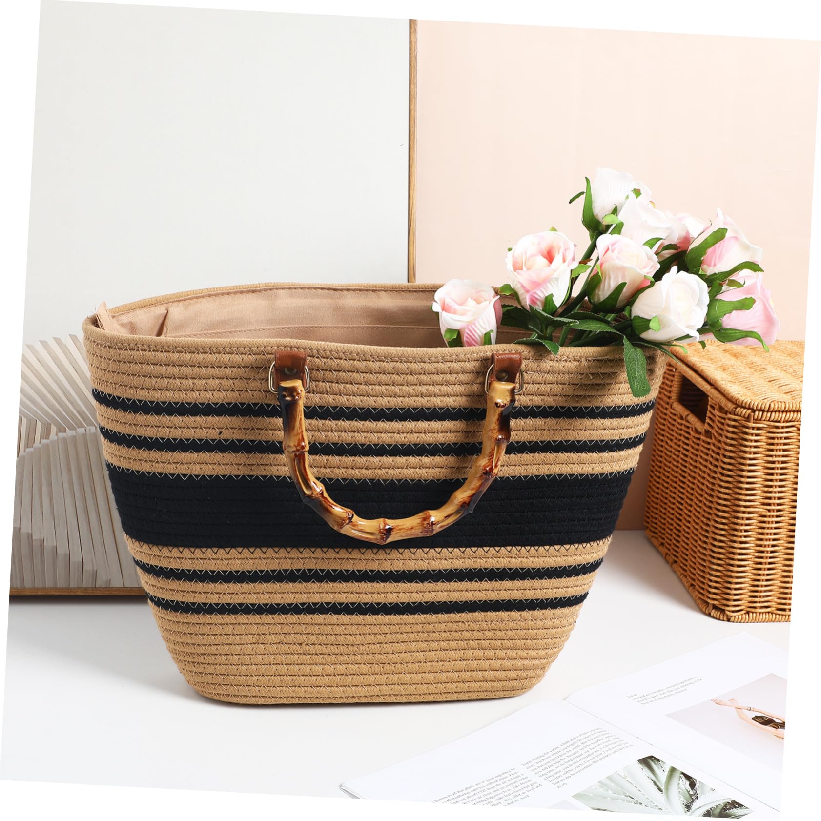 Healeved Borsa Tote Intrecciata da Donna in Paglia Naturale, Borsa a Mano e Tracolla Leggera per Spiaggia Estiva e Viaggi di Piacere, Ampia Capacità e Design Artigianale Unicità