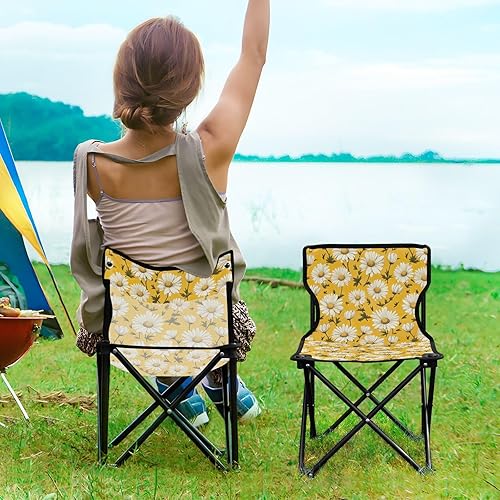Miniatura 2 de Outdoor Folding White Daisy Floral Camping Chairs for Adults Portable Camping Chair Lightweight Lawn Chair 202a4575