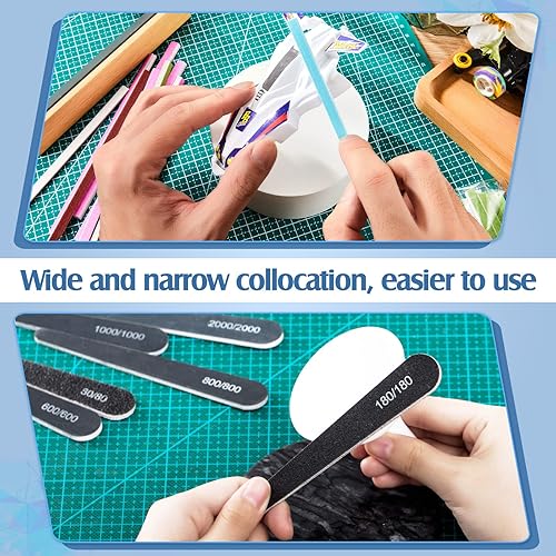 Miniatura 6 de Honoson 70 piezas de palitos de lijado, palitos pulidores, ramita de lijado fina, herramienta de lijado codificada de abrasivo para plástico, modelo