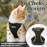 Vista 27 de rabbitgoo Arnés y correa para caminar, a prueba de escapes, chaleco suave y ajustable para gatos, fácil de controlar, transpirable, tiras